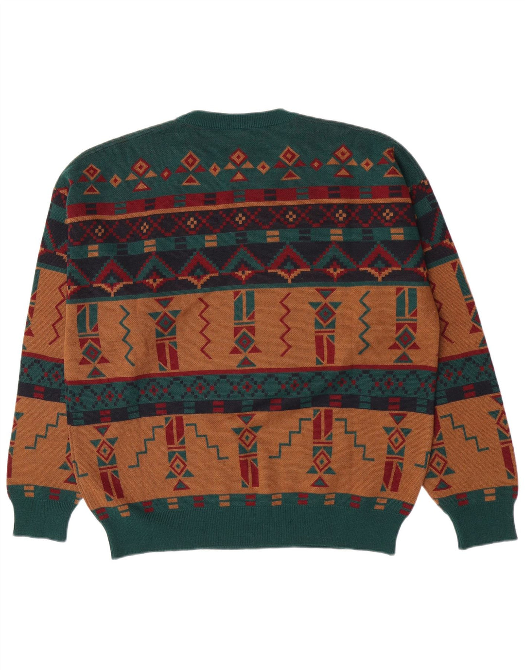 White Sails Pull ras du cou pour homme - Grand motif géométrique multicolore