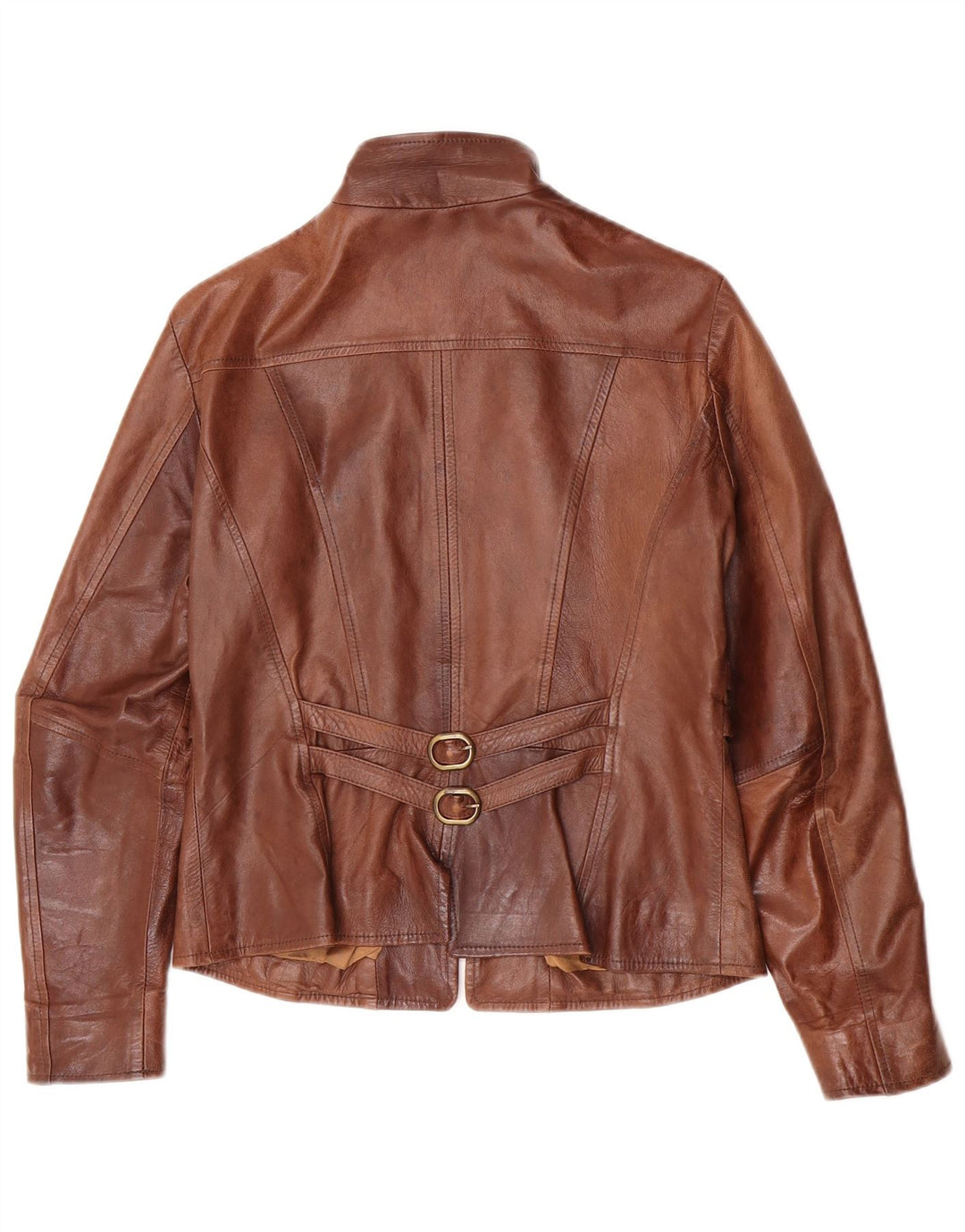 Veste en cuir femme vintage IT 44 Cuir marron moyen