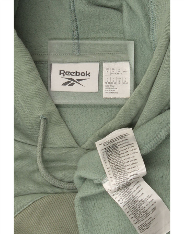 Reebok Pull à capuche asymétrique court pour femme UK 12/14 Vert moyen Coton