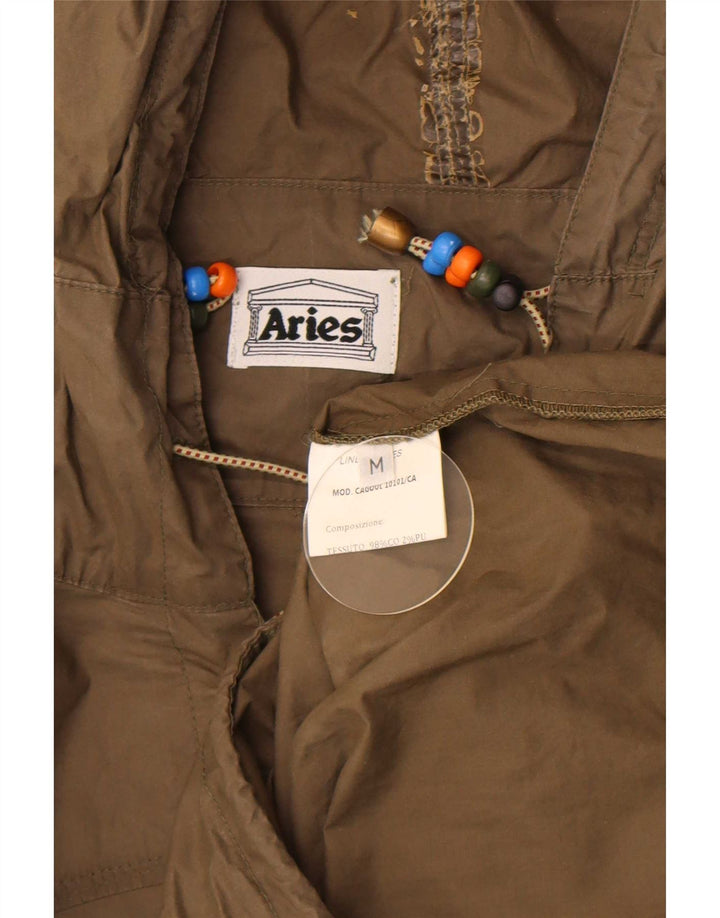 vintage Femme Pull à capuche Veste de pluie UK 14 Coton Kaki Moyen