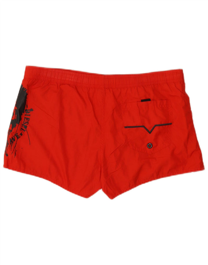 Diesel Short de Bain Graphique Homme Rouge Moyen Polyester