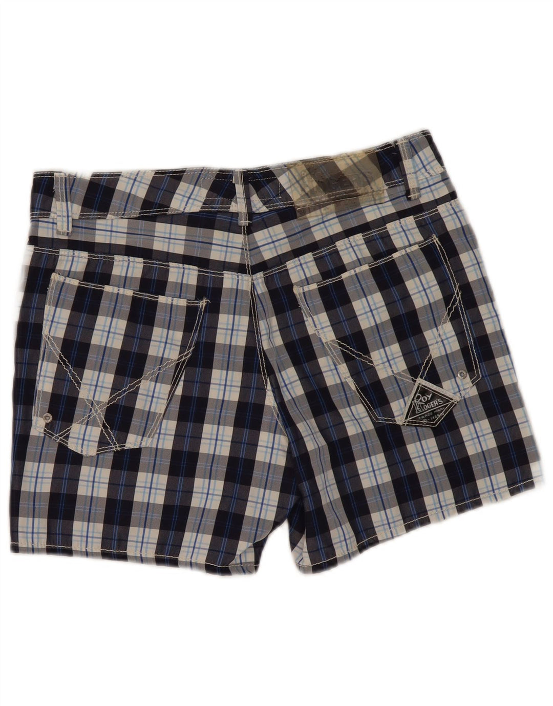 Roy Rogers Short décontracté pour homme W31 en polyester à carreaux bleu marine moyen