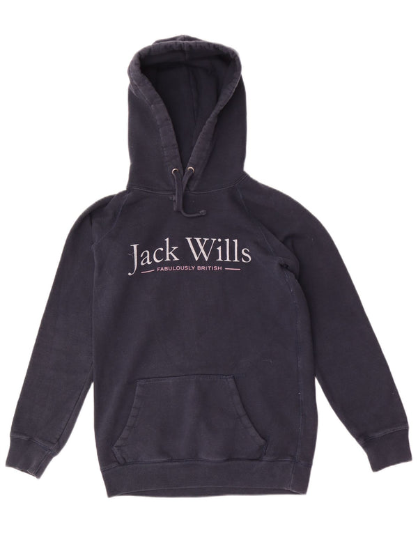 Jack Wills Pull à capuche graphique pour femme UK 6 XS Bleu marine Coton