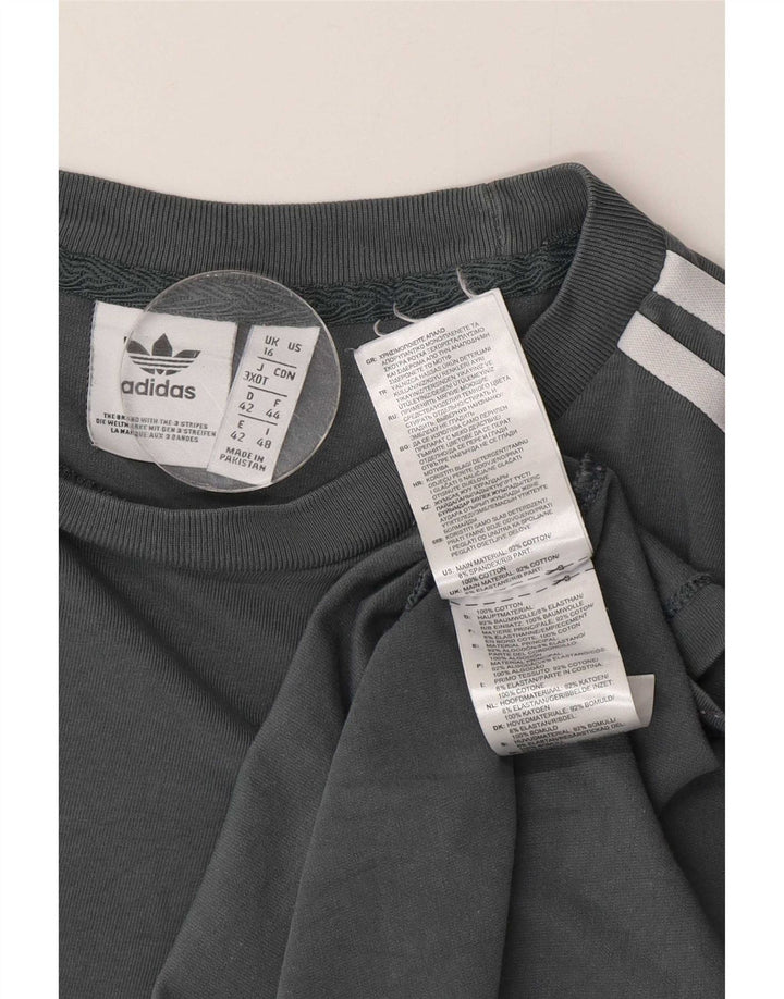 Adidas Haut à manches longues pour femme UK 16 Large Gris Coton
