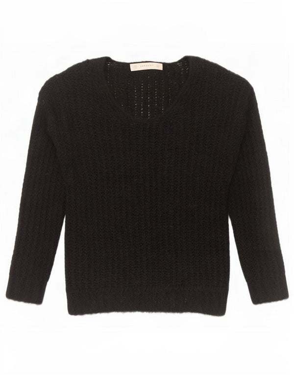 Zara Pull col V pour femme UK 14 Acrylique noir moyen