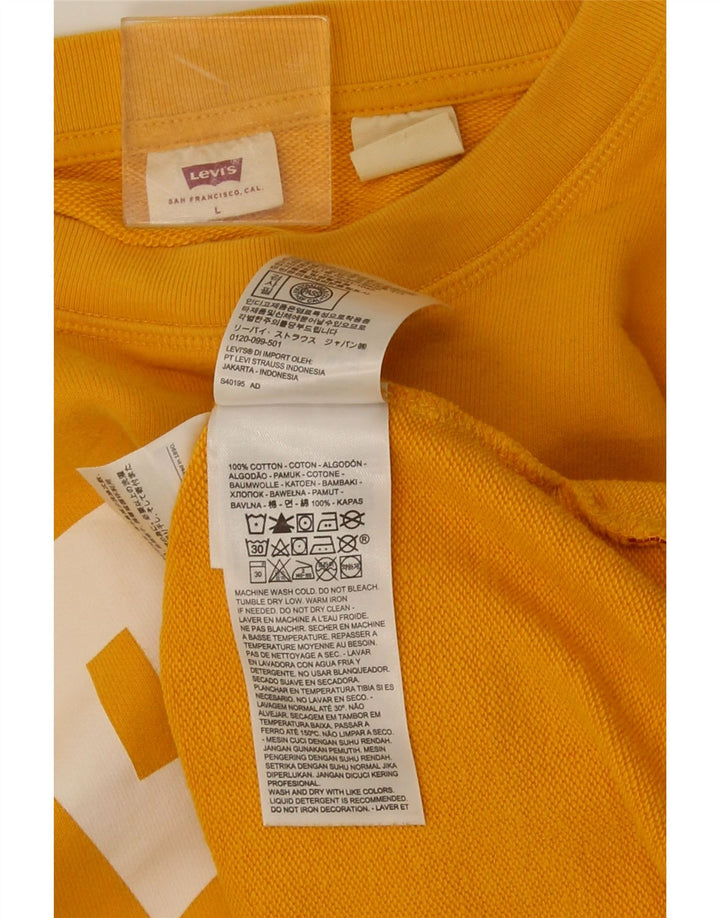 Levi's Sweat-shirt graphique pour femme UK 16 Large Jaune Coton