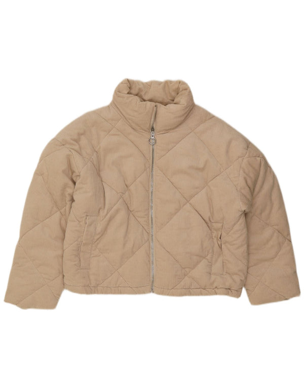 Topshop Manteau matelassé surdimensionné en velours côtelé pour femme UK 16 Grand coton beige