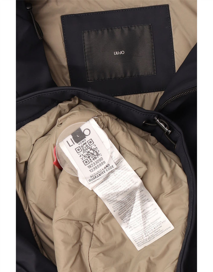 Liu Jo Veste coupe-vent à capuche pour homme UK 40 Large Bleu marine Polyester