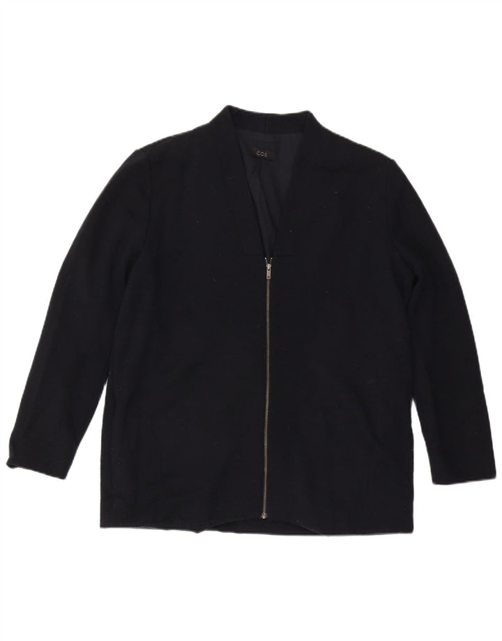 COS Veste Bomber Femme UK 14 Grande Laine Bleu Marine