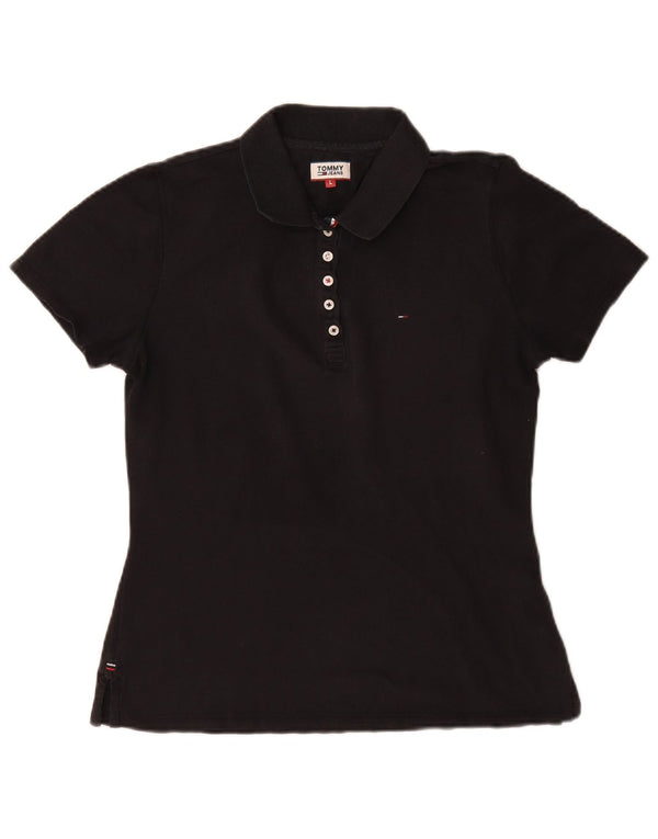 Tommy Hilfiger Polo Femme UK 14 Large Noir Coton