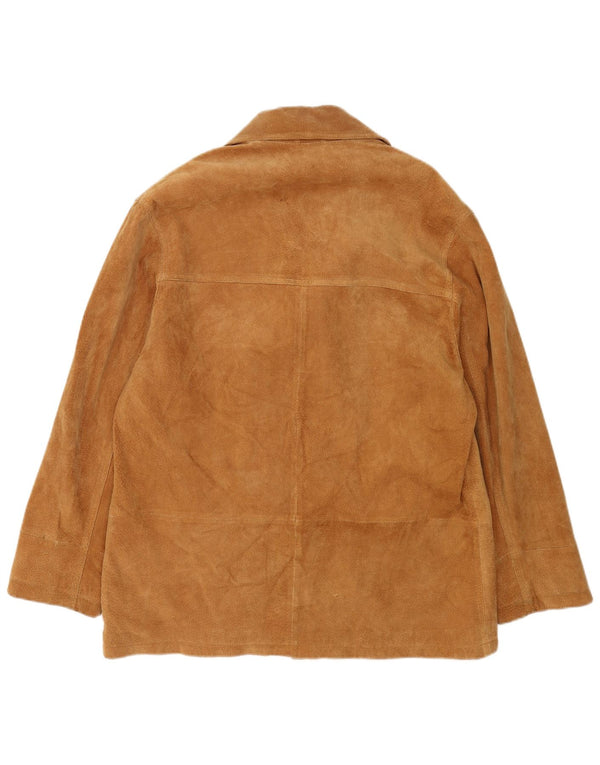 vintage Homme 3 Boutons Blazer En Daim Veste IT 52 XL Cuir Marron