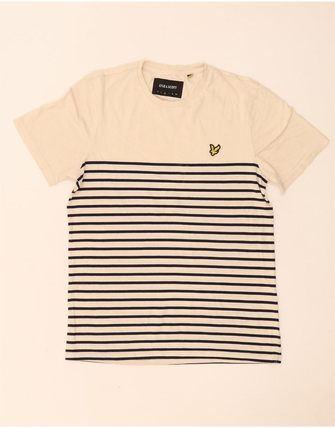 Lyle & Scott T-Shirt Top Homme Beige Rayé Coton