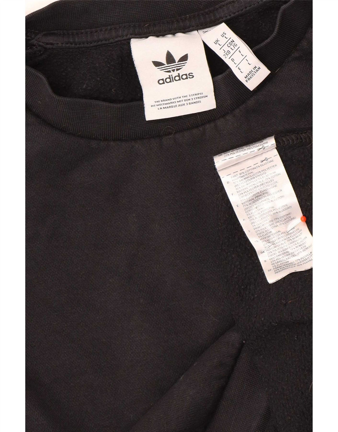 Adidas Sweat-shirt pour homme en coton noir Taille L
