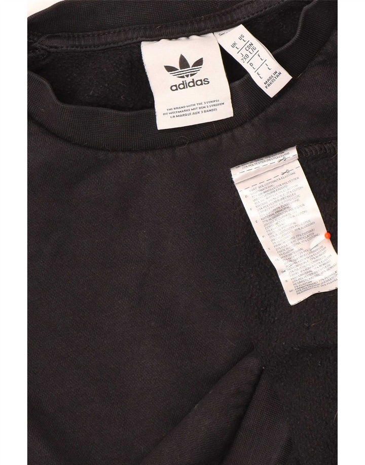 Adidas Sweat-shirt pour homme en coton noir Taille L