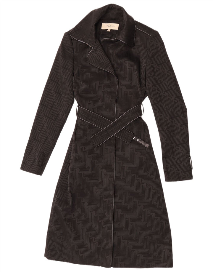 Karen Millen Trench-Coat Femme UK 10 Petit Polyester Géométrique Noir