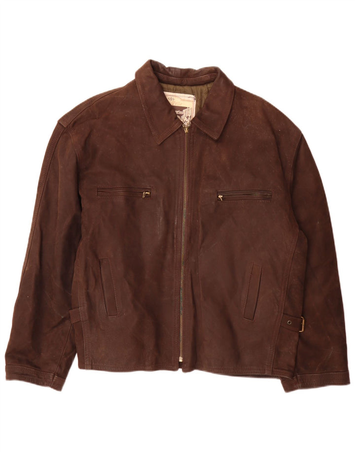 veste en cuir homme vintage UK 40 Grand Marron