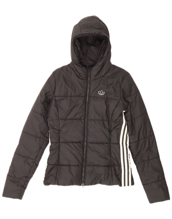 Adidas Veste rembourrée à capuche pour femme UK 8 Small Noir Polyester