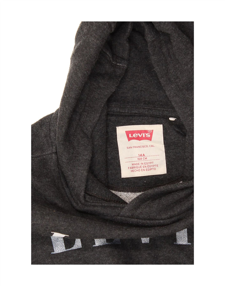 LEVI'S Boys Graphic Hoodie Jumper 13-14 Years Grey Vintage Levi's and Second-Hand Levi's from Messina Hembry 