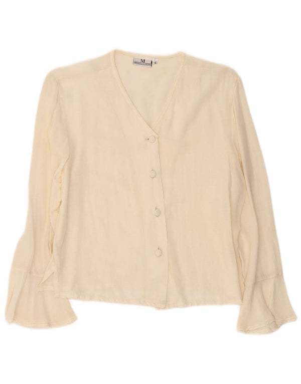 Mirella Mori Chemisier coupe décontractée pour femme UK 10 Petite viscose blanc cassé