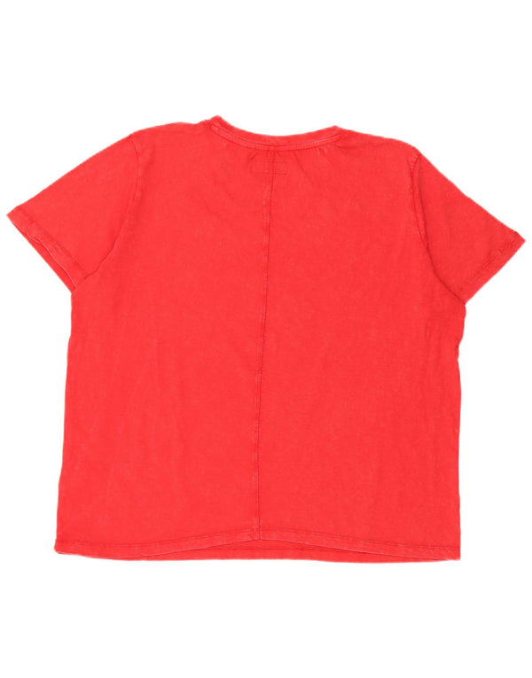 Superdry T-Shirt Femme Top UK 14 Large Rouge Coton
