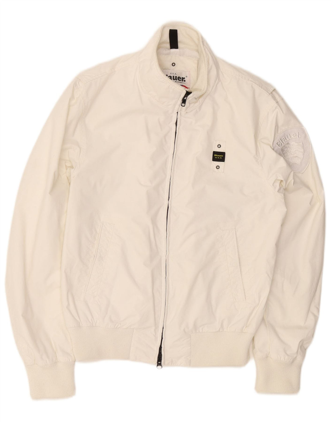 BLAUER Veste Bomber Homme UK 38 Medium Blanc Nylon