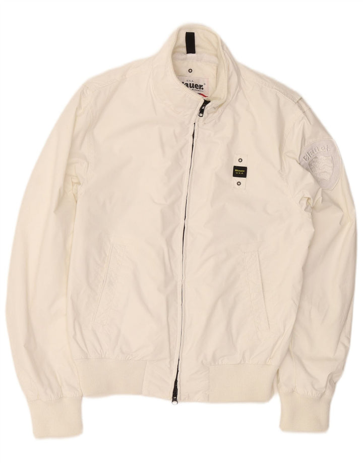 BLAUER Veste Bomber Homme UK 38 Medium Blanc Nylon