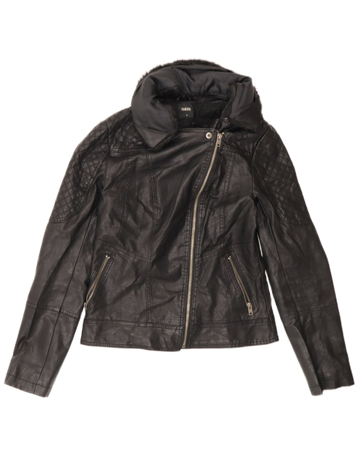 Oasis Veste de motard en simili cuir pour homme UK 36 Small Noir Polyéthylène