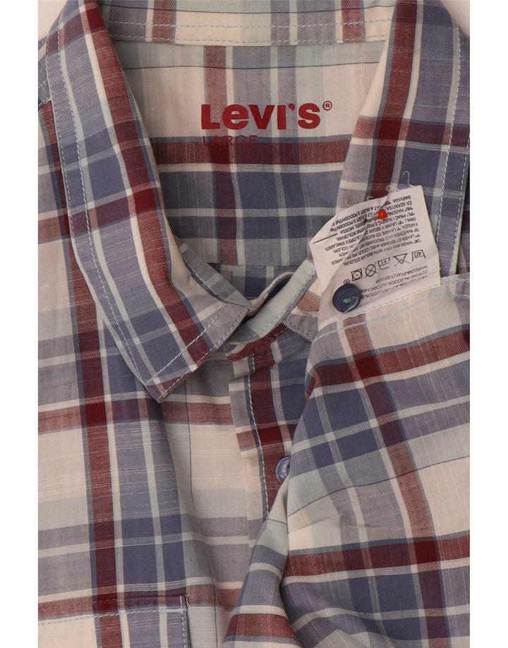 Levi's Chemise à Manches Courtes Homme Bleu Carreaux Coton