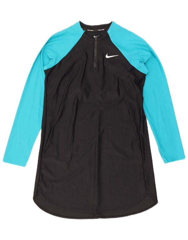 Nike Haut de bain long à manches longues pour femme UK 10 Small Noir Colourblock