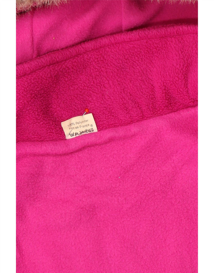 vintage Femme Veste coupe-vent à capuche surdimensionnée UK 14 Rose Moyen