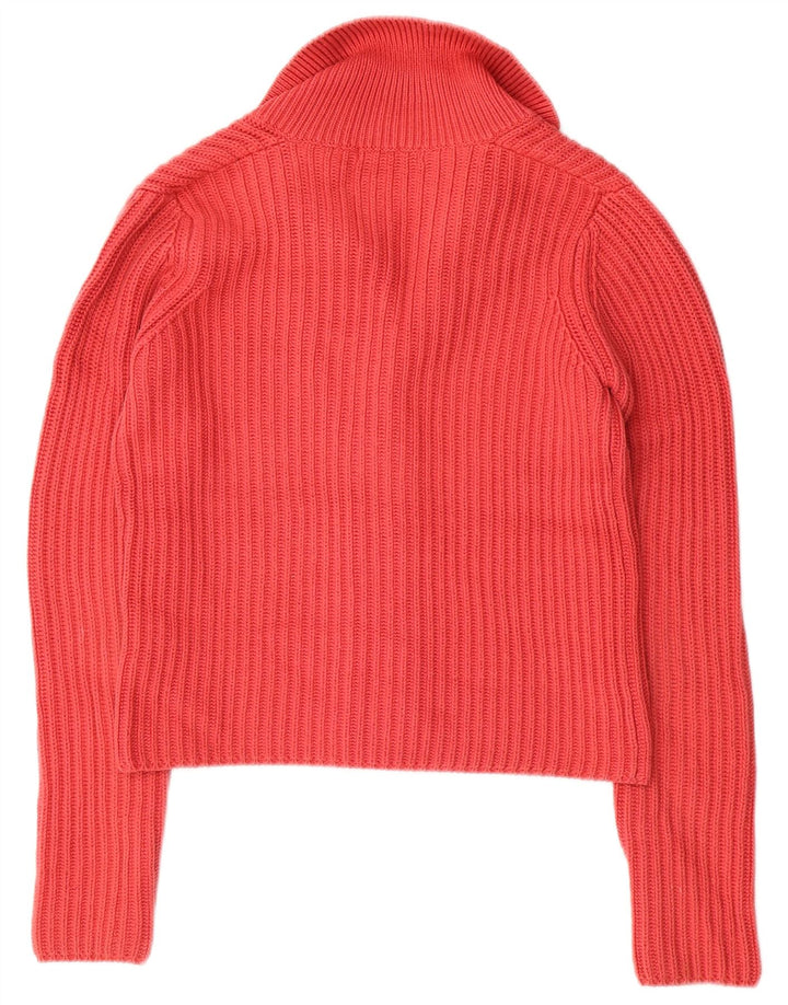 Massimo Dutti Pull Cardigan Femme UK 10 Petit Coton Rouge