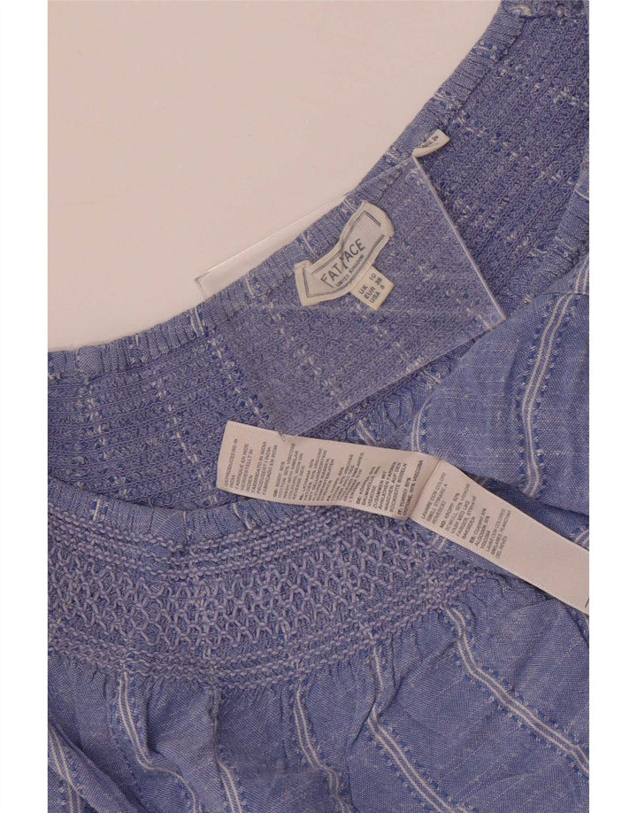 Fat Face Haut court surdimensionné à manches 3/4 pour femme UK 10 Petit bleu rayé