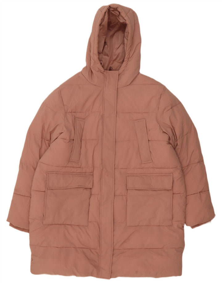 Marks & Spencer Manteau matelassé surdimensionné à capuche pour femme UK 18 XL Rose Polyester