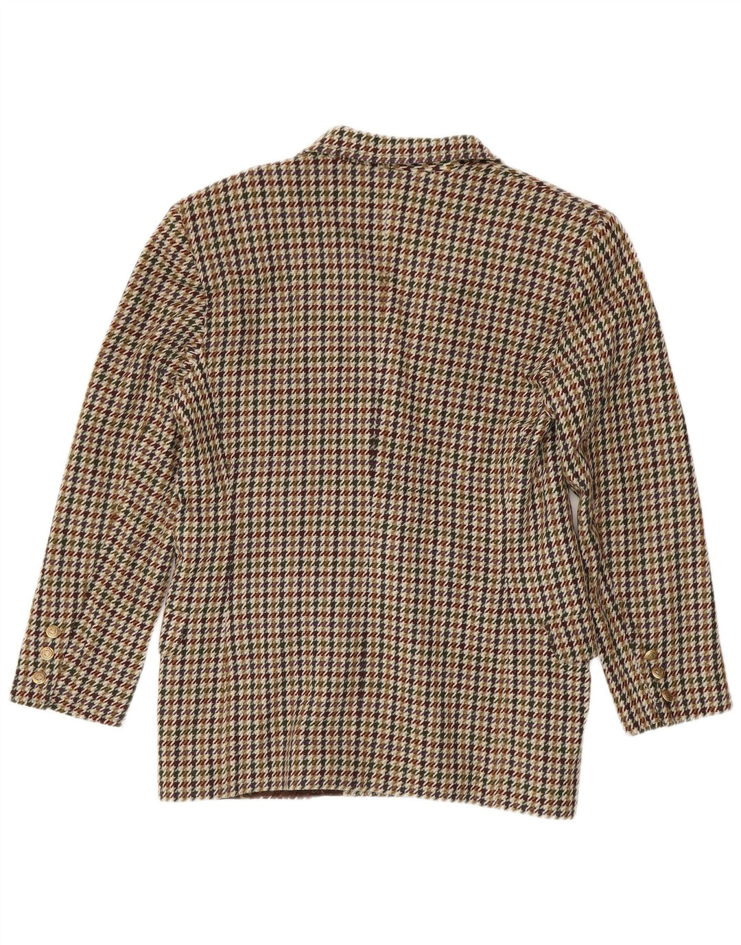 vintage Femme Double Breasted Blazer Veste US 10 Grand Pied-de-poule Brun