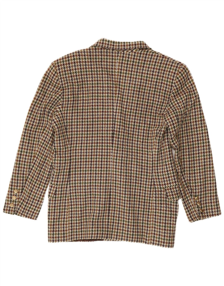 vintage Femme Double Breasted Blazer Veste US 10 Grand Pied-de-poule Brun