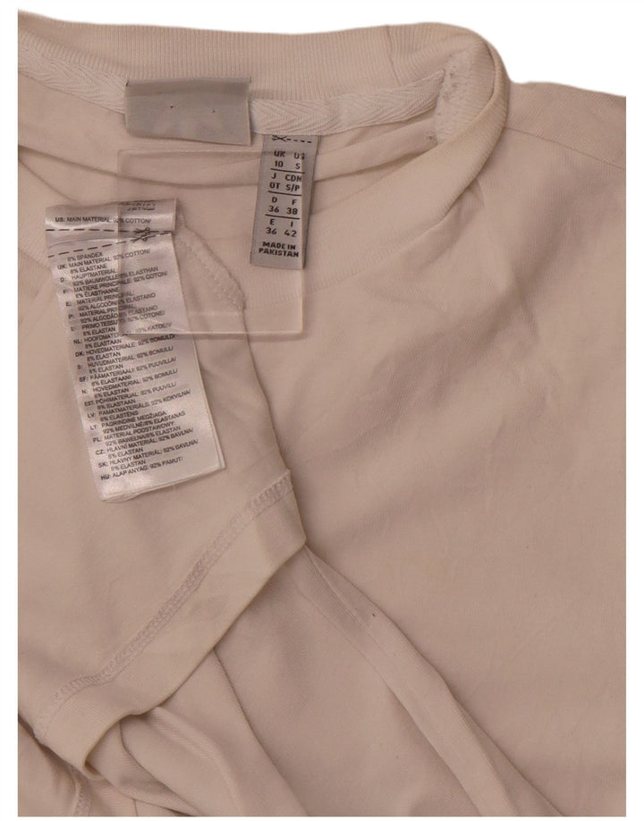 ADIDAS T-shirt graphique pour femme UK 10 Petit coton blanc