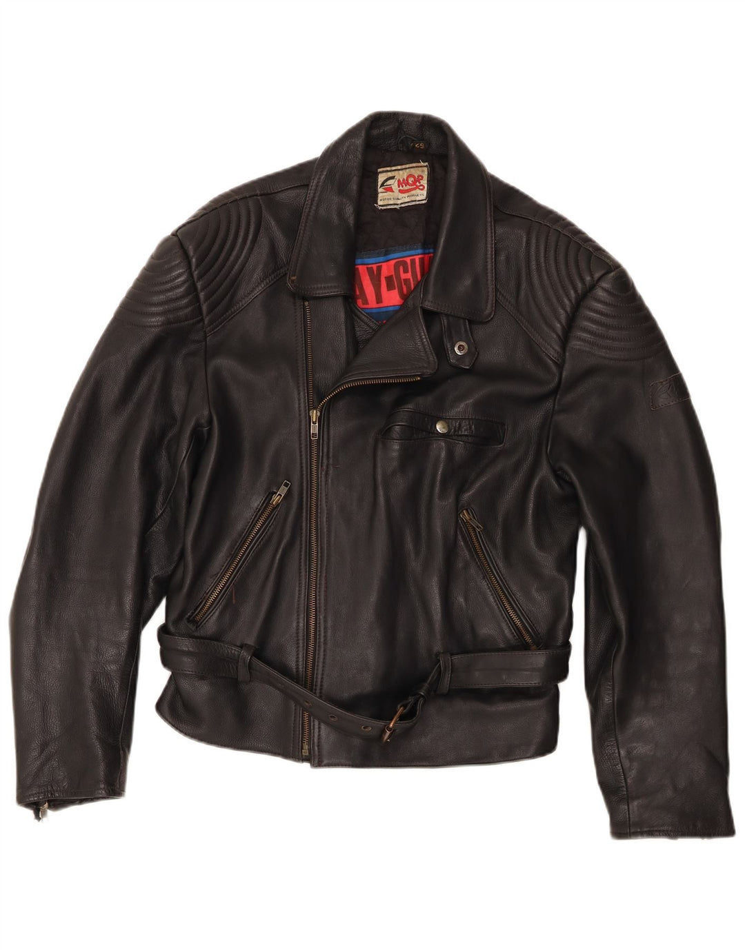 MQP Veste de motard en cuir pour homme IT 52 XL Noir