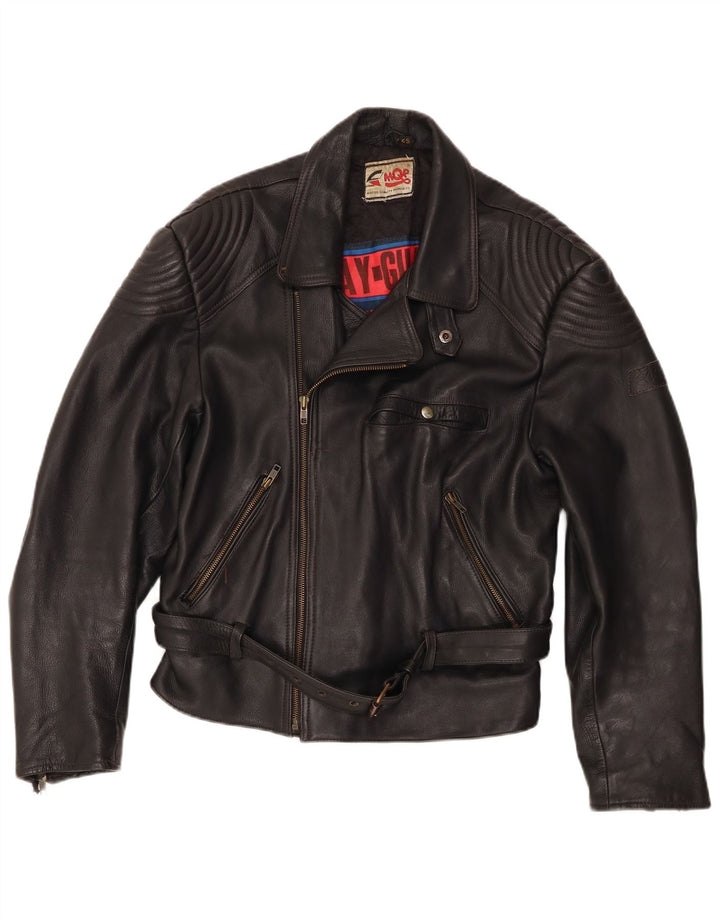 MQP Veste de motard en cuir pour homme IT 52 XL Noir