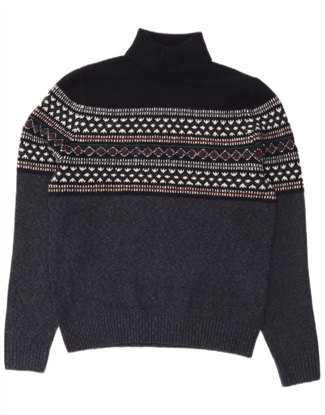 Marks & Spencer Pull col roulé pour homme Bleu marine Fair Isle Taille L