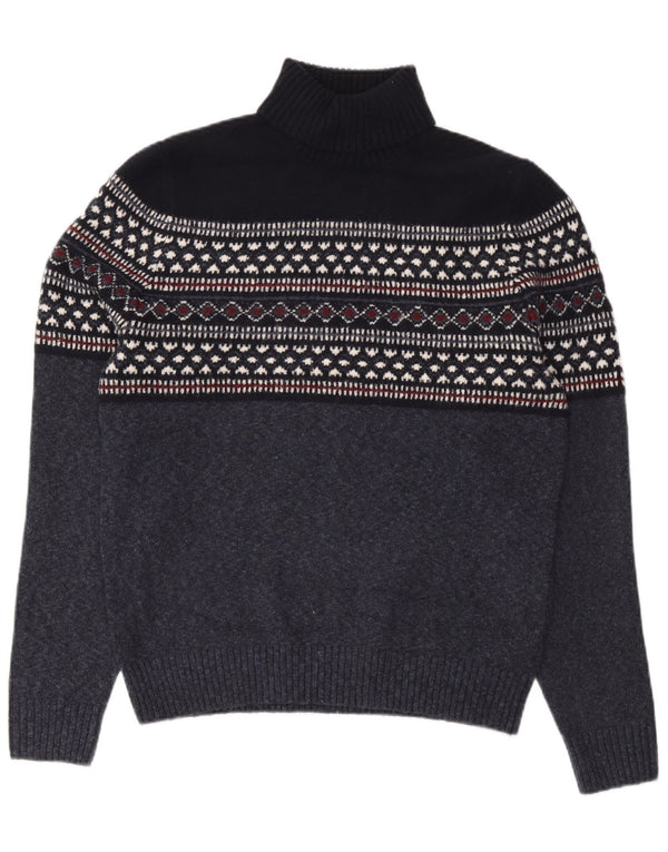 Marks & Spencer Pull col roulé pour homme Bleu marine Fair Isle Taille L