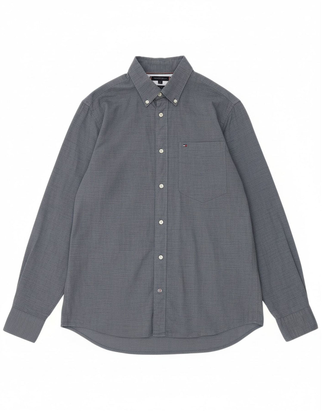 TOMMY HILFIGER Mens Regular Fit Shirt Large Navy Blue Houndstooth