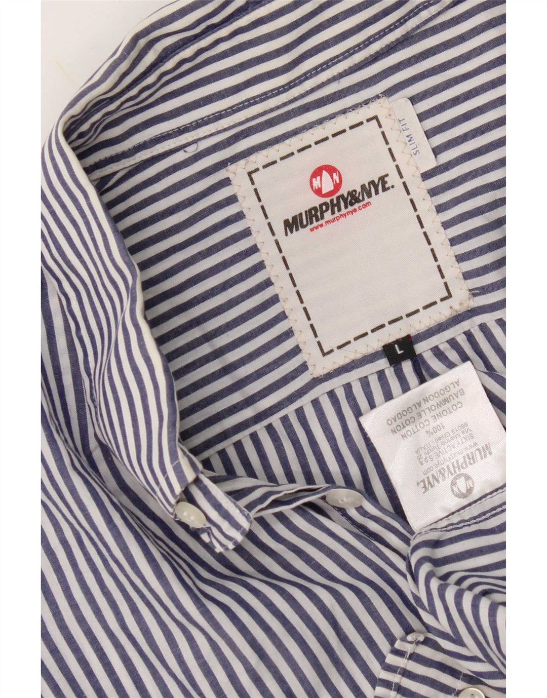 Murphy & Nye Chemise cintrée pour homme en coton à fines rayures bleues