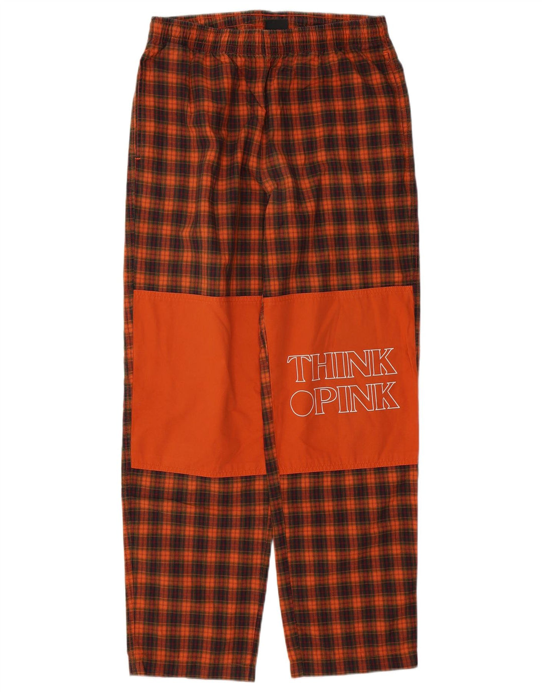 Think Pink Pantalon de survêtement graphique pour homme en coton à petits carreaux orange