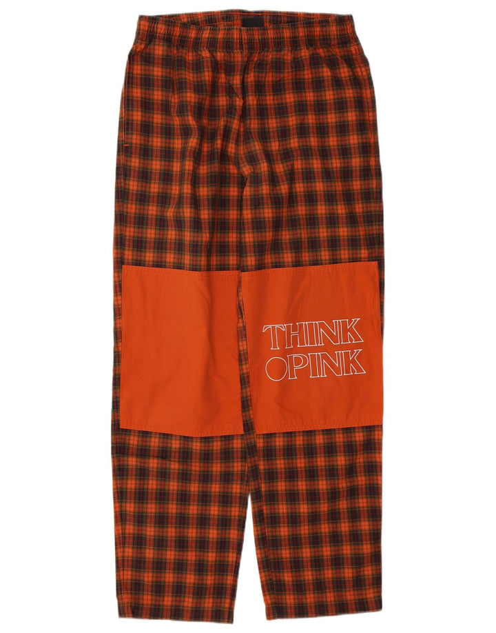 Think Pink Pantalon de survêtement graphique pour homme en coton à petits carreaux orange