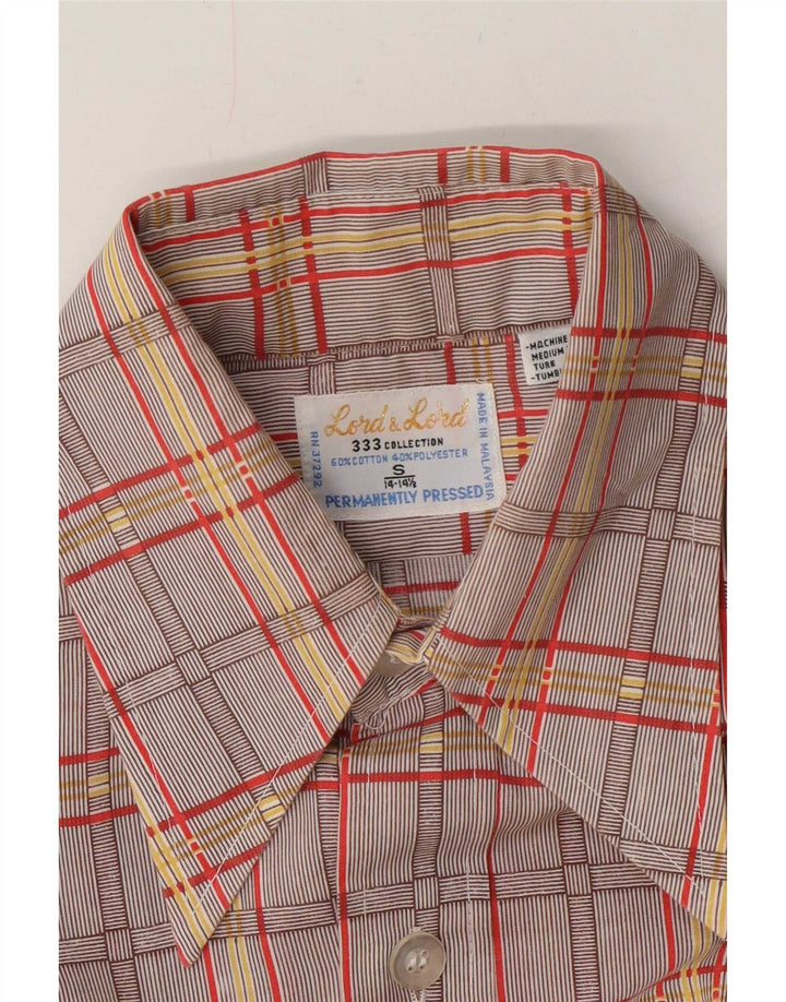 vintage Chemise Homme Taille 14 1/2 Petit Coton à Carreaux Brun