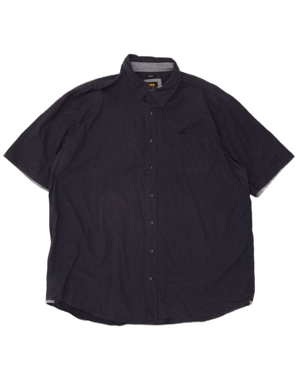 Lee Chemise à manches courtes pour homme 3XL en coton à pois bleu marine