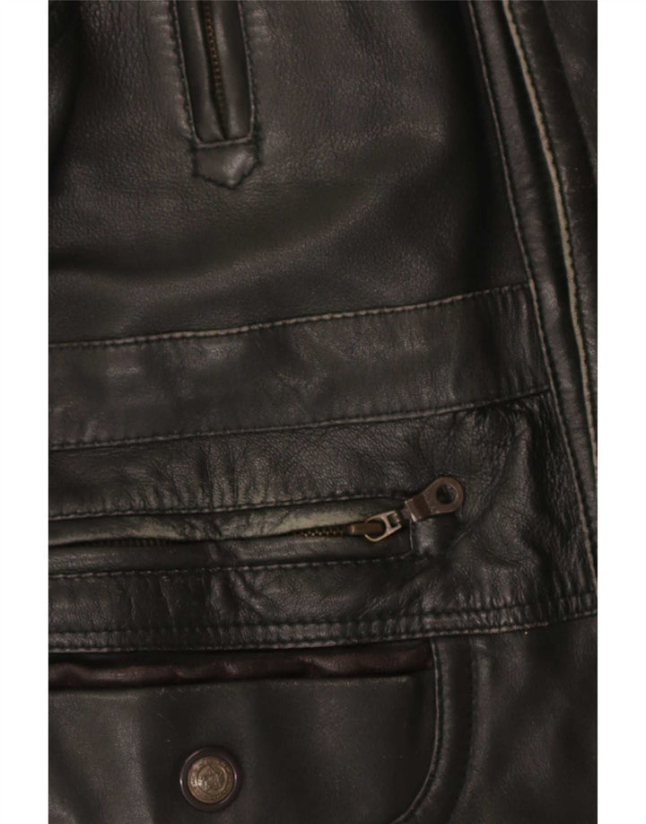 Shelter Bay Manteau en cuir pour homme UK 38 Medium Noir