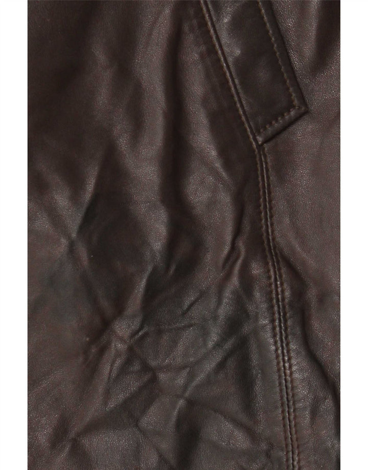Mabrun Manteau en cuir pour femme UK 16 Grand cuir marron
