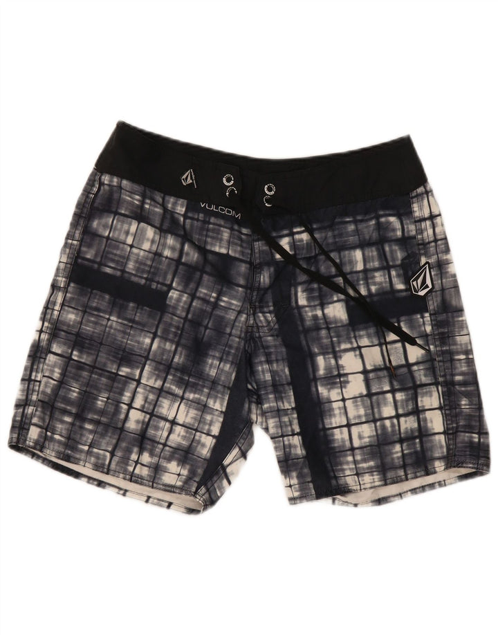 Volcom Short de bain homme en polyester à carreaux bleu marine moyen
