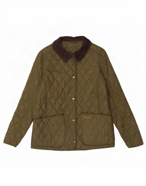 Barbour Veste matelassée pour femme UK 14 Large Kaki Colourblock Polyamide